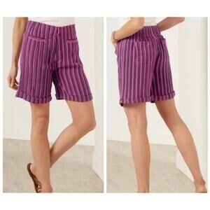 Soft Surroundings Dulcinea Shorts Fuchsia Stripe Wool Size Medium M NEW